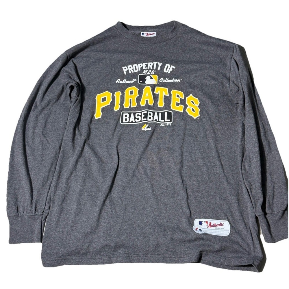 Pittsburgh Pirates Majestic Long Sleeve Shirt XL MLB Authentic Gray